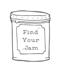 Find Your Jam Job Search Coaching logo: jam jar outline with "find your jam" on the label